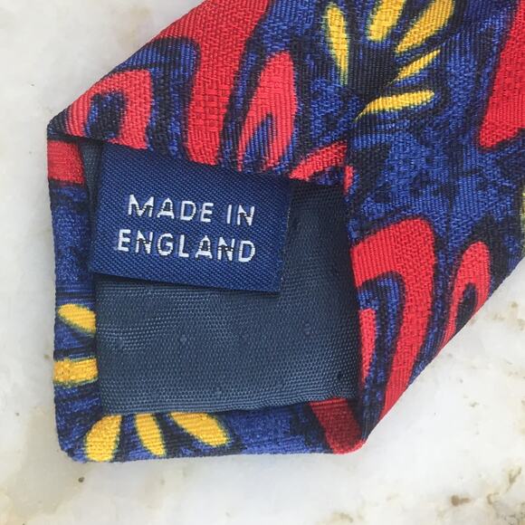 PRINCIPLES FOR MEN  BLUE RED YELLOW ALL SILK NECKTIE - Picture 6 of 12